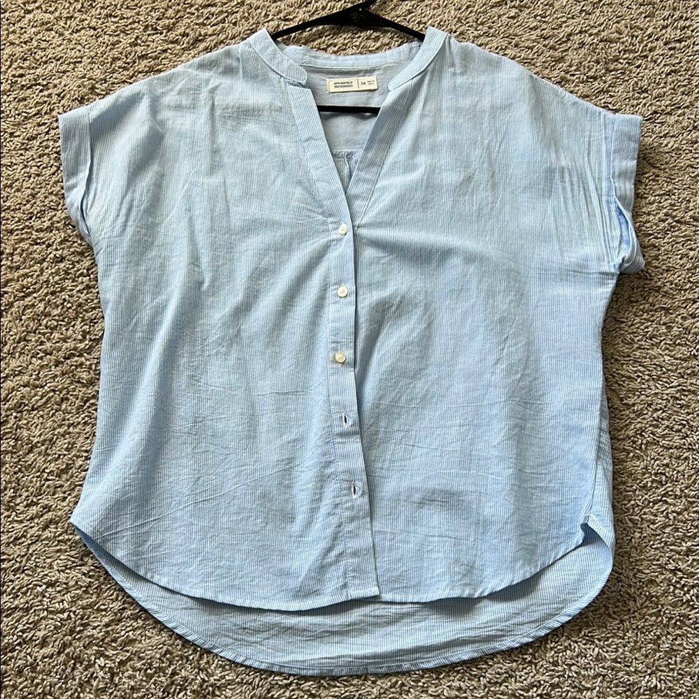 Light Blue Button-Up Women's Top